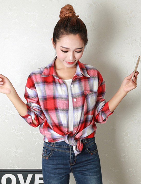 Áo sơ mi flannel caro Mã: AM1044 - ĐỎ