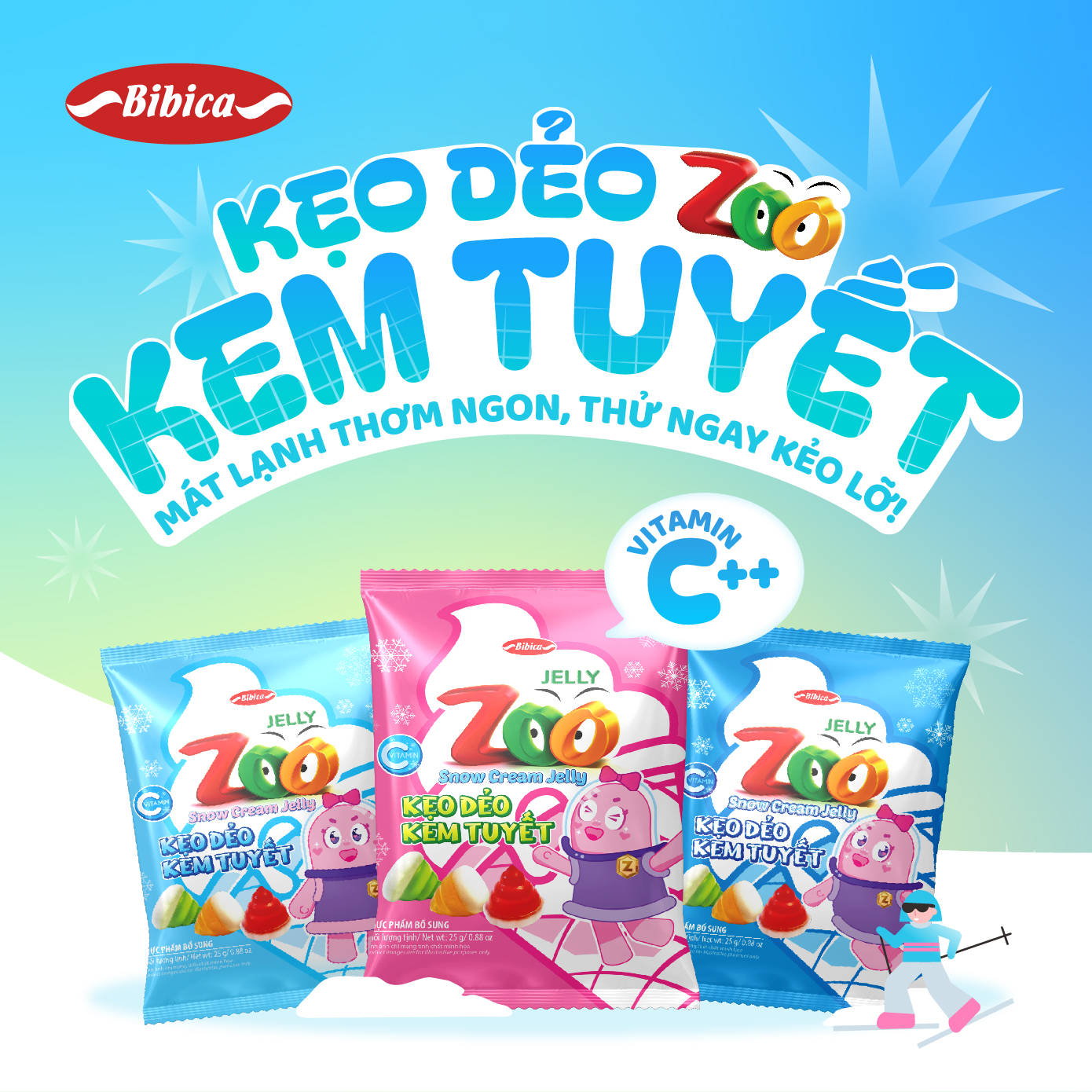 Kẹo dẻo Zoo kem tuyết túi 25g (3kg)
