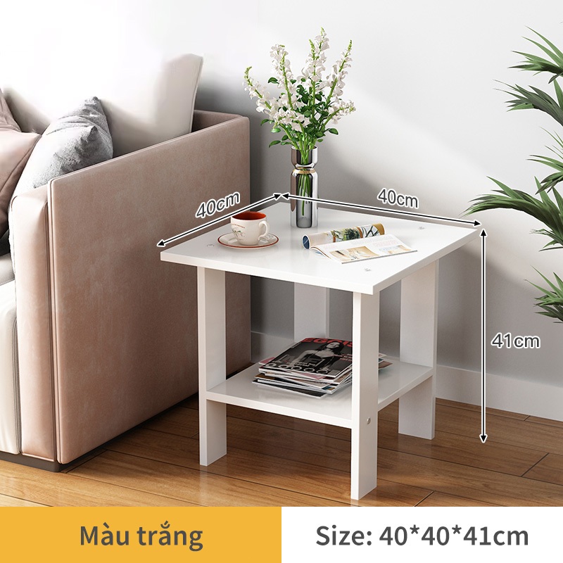 Tủ Tab Đầu Giường 2 Tầng Để Đồ, Đèn Ngủ Kệ Decor Bằng Gỗ MDF Trang Trí Phòng Ngủ, Phòng Khách