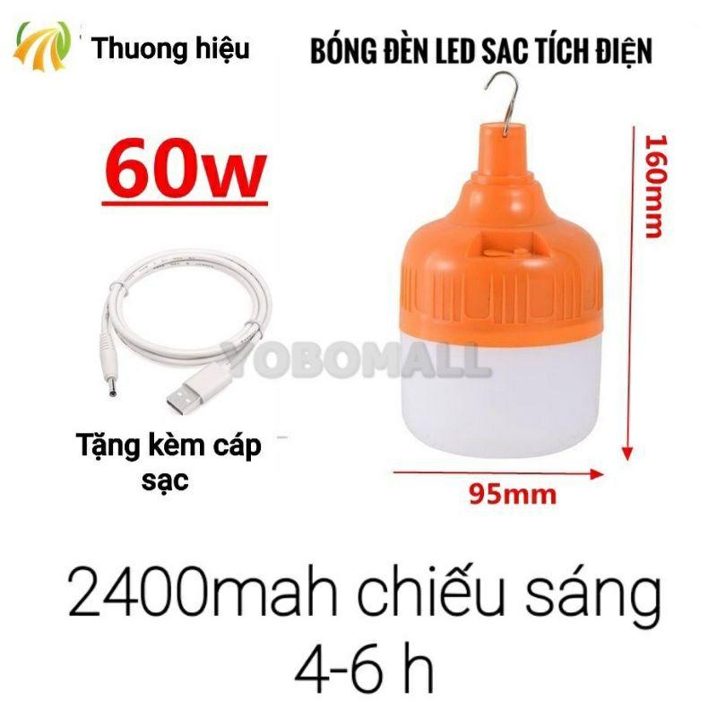 Bóng đèn led tích điện có móc treo sạc usb 150w