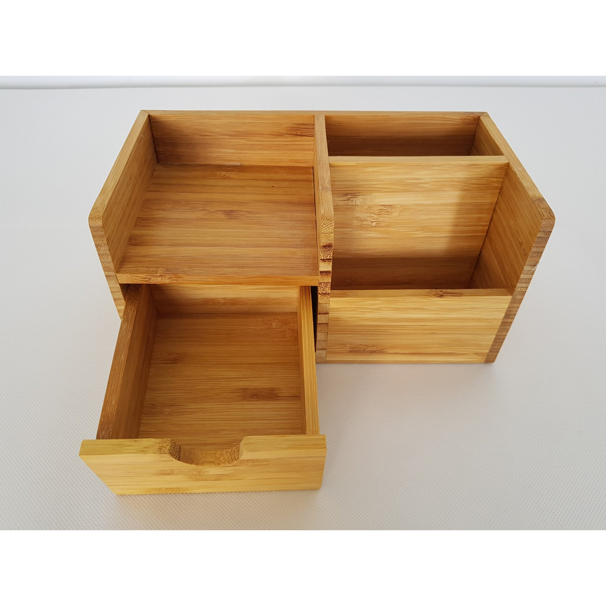 Kệ bút bằng Tre để bàn đựng đồ văn phòng phẩm (Bamboo mini office).+ Tặng 2 ống hút Tre