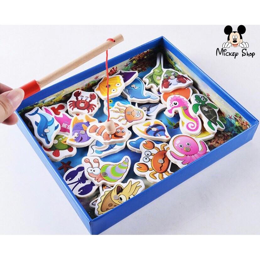 Bộ Câu cá 32 chi tiết, Câu sinh vật biển ngộ nghĩnh đồ chơi gỗ phát triển trí tuệ, giúp các bé tập trung hơn.