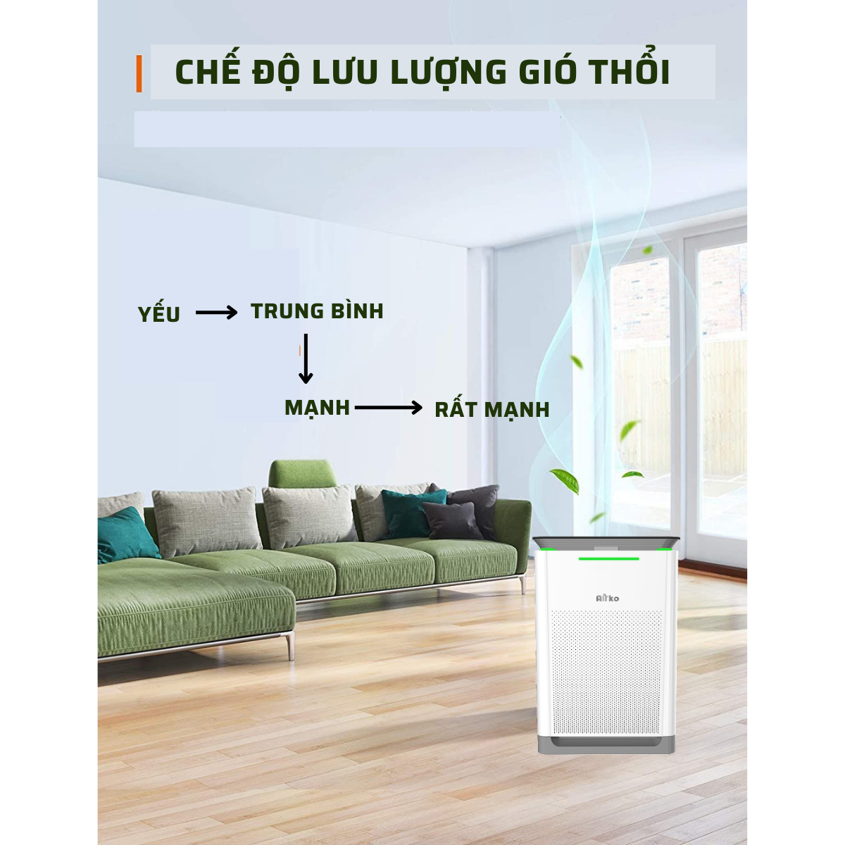 Máy lọc không khí và bù ẩm chính hãng Airko AK50M-R (60m2)/ Tính năng thông minh/ SP thiết yếu cho gia đình và Văn phòng