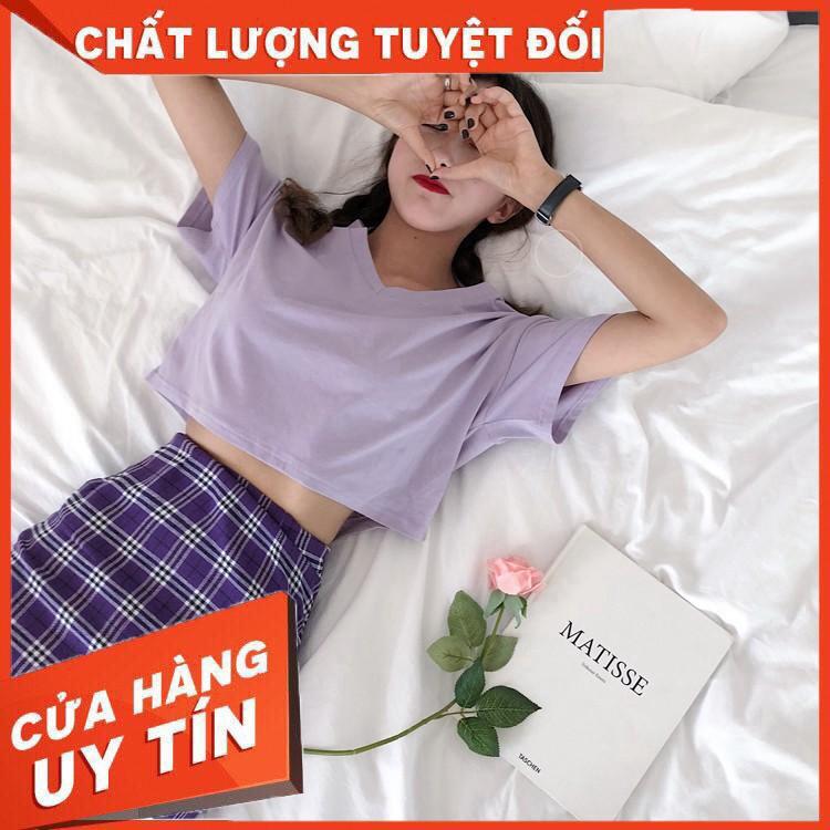 HÀNG CAO CẤP -  Áo Thun Croptop Cổ Tim Áo Croptop Nữ Cổ V Tay Lỡ Form Rộng Chất Cot