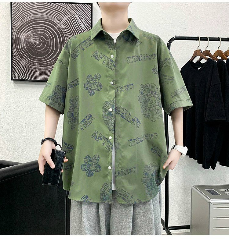 Áo sơ mi nam ngắn tay form rộng họa tiết nổi bật chất vải voan lụa mềm mịn thoáng mát chất lượng giá rẻ