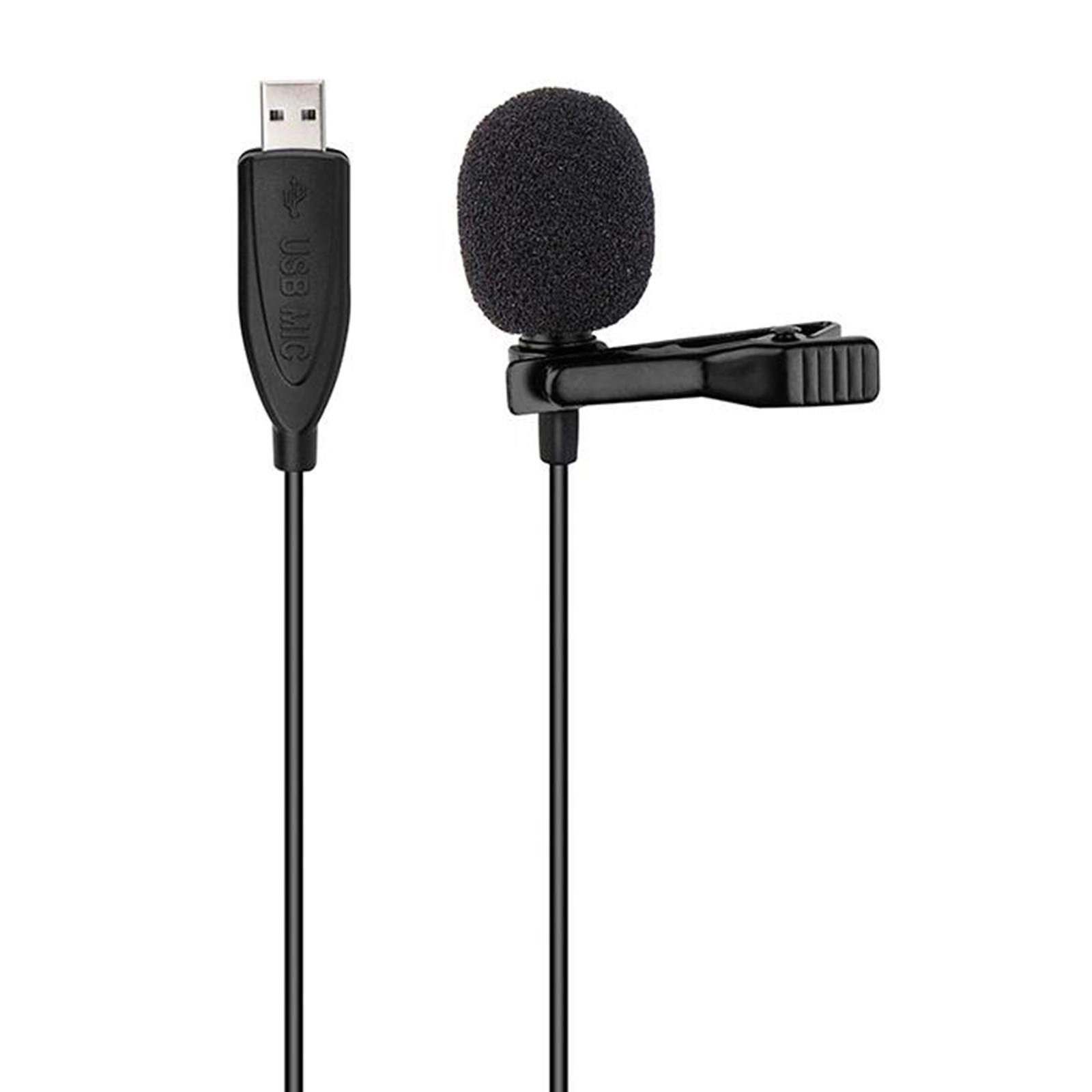 USB Lavalier Lapel Microphone Omnidirectional Clip on Collar Condenser Mic