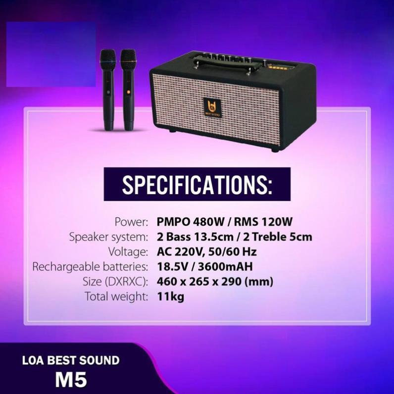 Loa Xách Tay Hát Karaoke Best Sound M5 Hàng chính hãng – Loa Nhỏ Gọn Mạnh Mẽ Công Suất Lớn