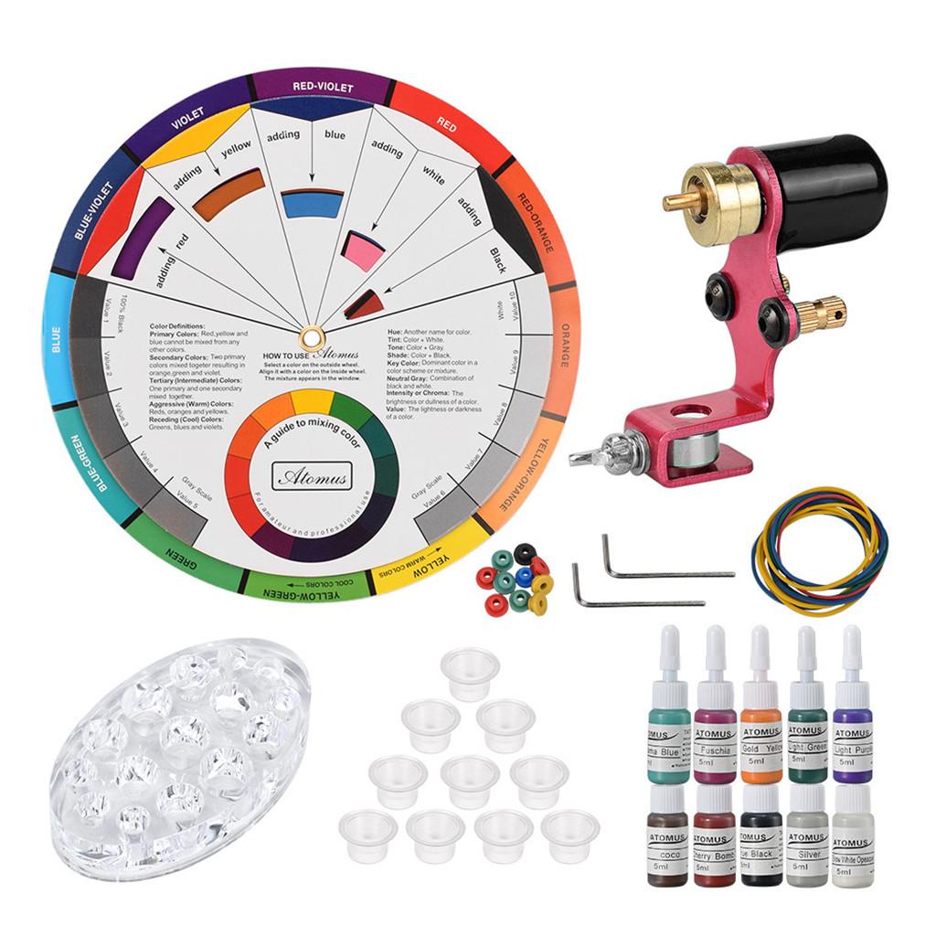 Rotary Tattoo Motor Machine Color Wheel Mixing Guide Tattoo Set Kit
