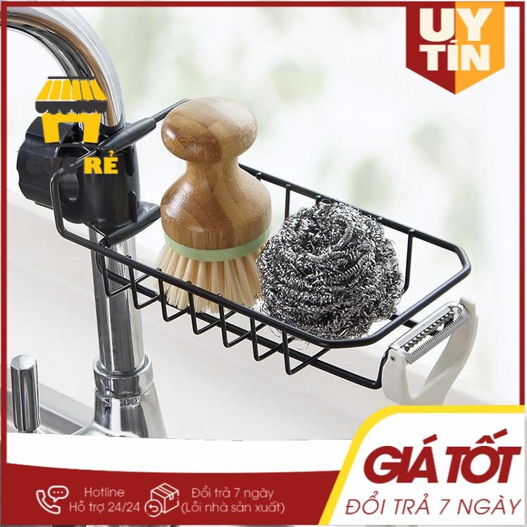 Giá để đồ inox cài cạnh vòi nước rửa bát nhà tắm
