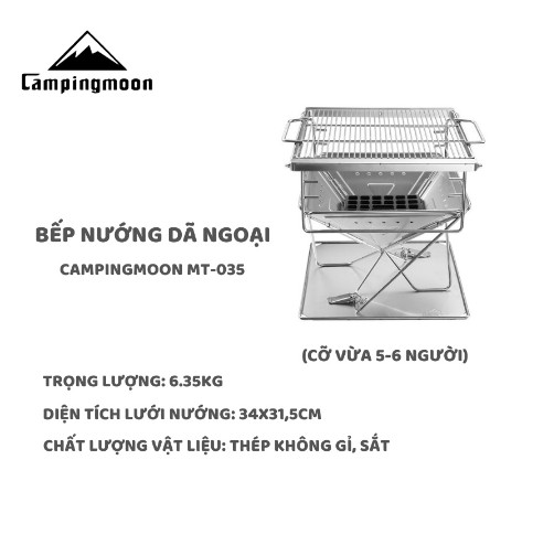 Bếp nướng than hoa gấp gọn 4-6 người Campingmoon MT-035