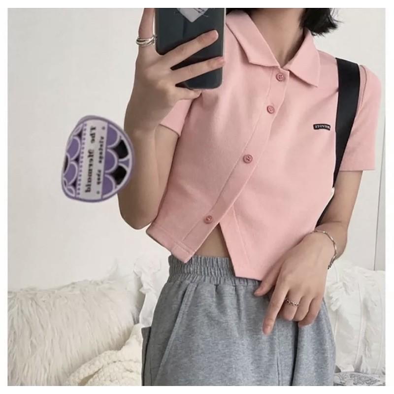 Áo croptop vạt xéo TOYOUNG chất thun gân mẫu 2021