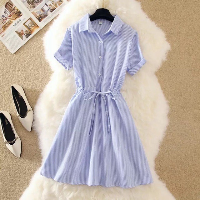 ĐẦM XÒE CỔ SƠ MI THẮT EO