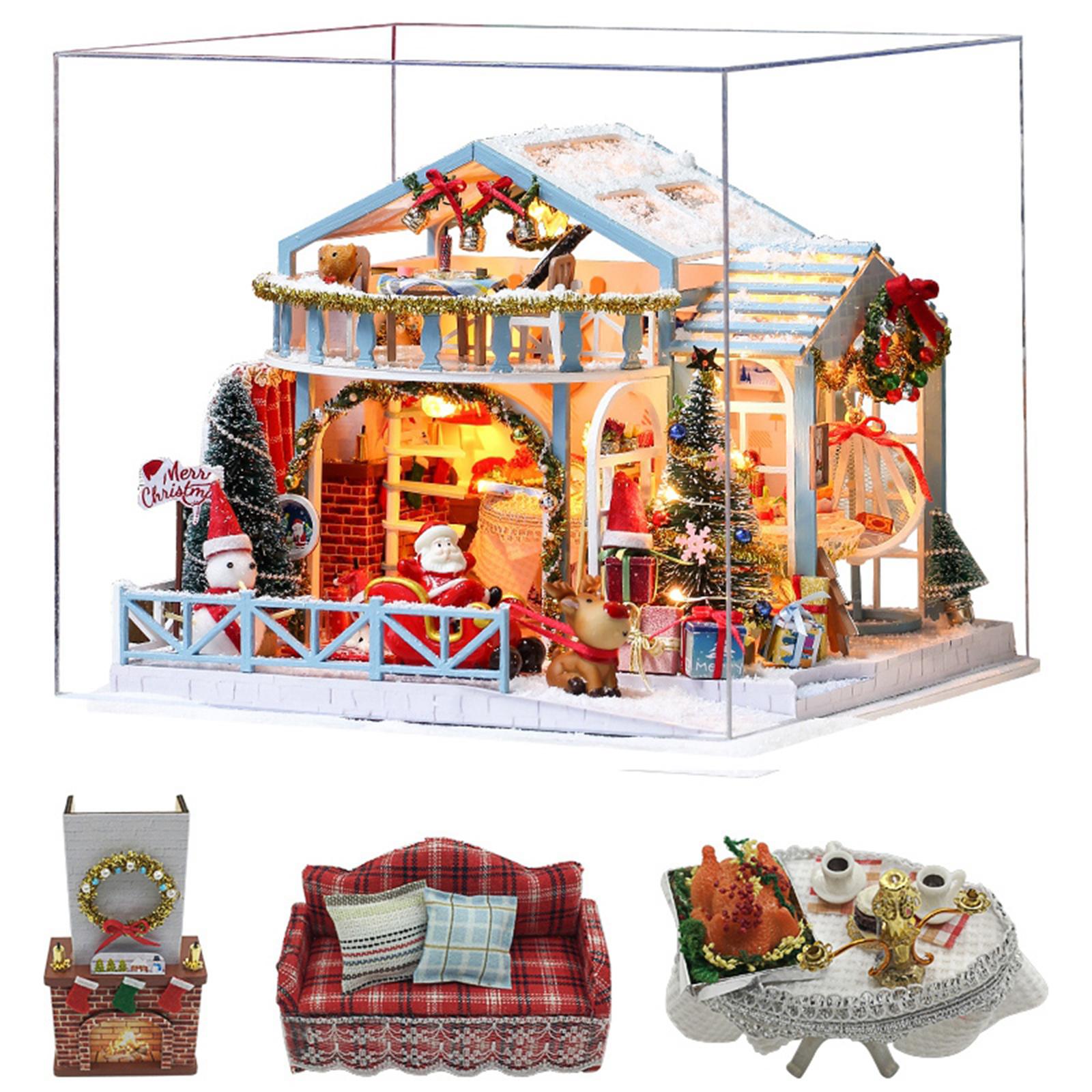 Dollhouse Miniature DIY House Kit Creative Room with Furniture and Cover for Romantic Artwork Gift