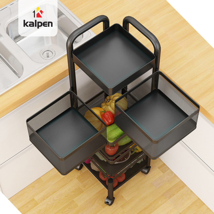 KỆ XOAY VUÔNG Đựng Rau Củ Đồ Dùng Đa Năng Thông Minh 3 Tầng 4 Tầng 5 Tầng Kalpen, RHQV