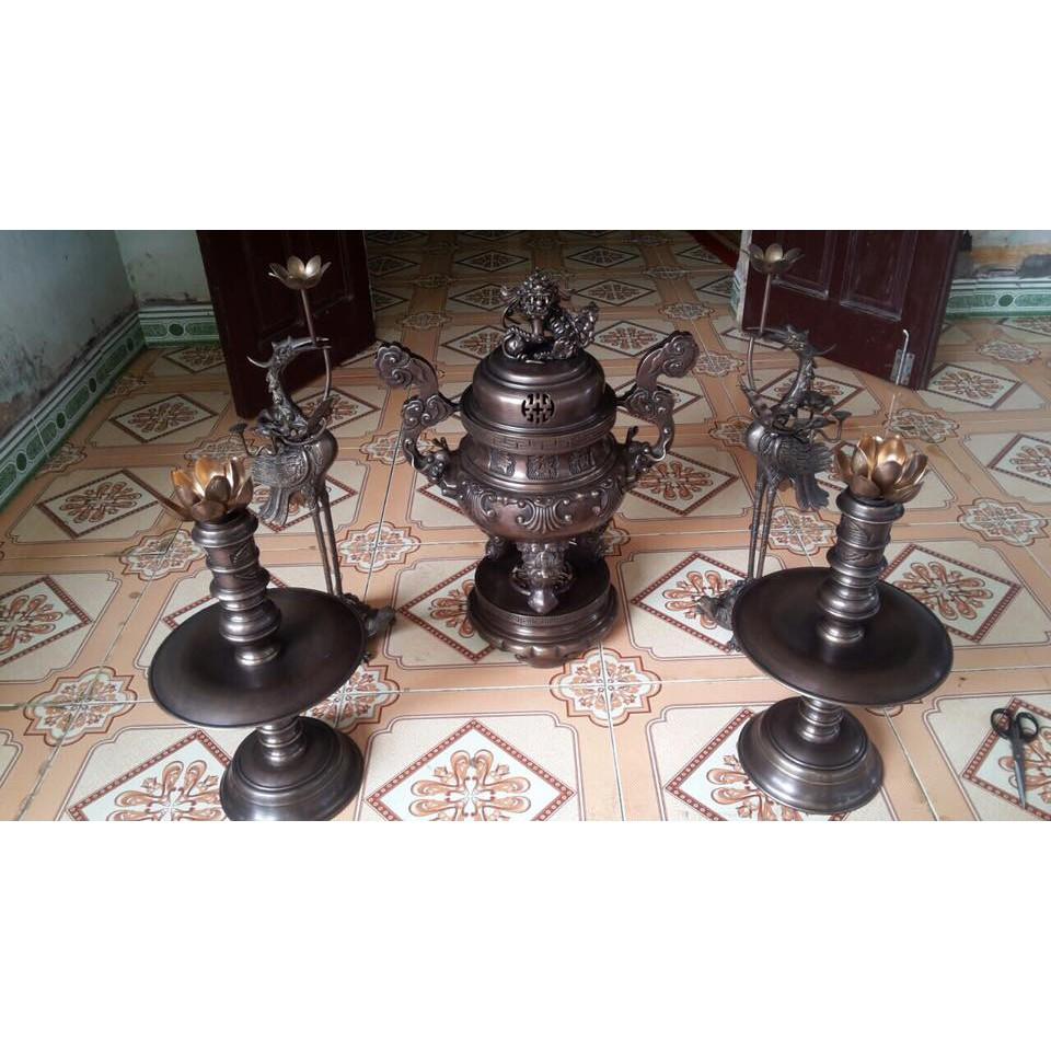 ĐỒ ĐỒNG Ý YÊN - Bộ Ngũ Sự Sòi 50 bày biện Ban Thờ mang đến sự trường thọ may mắn Nặng 24kg