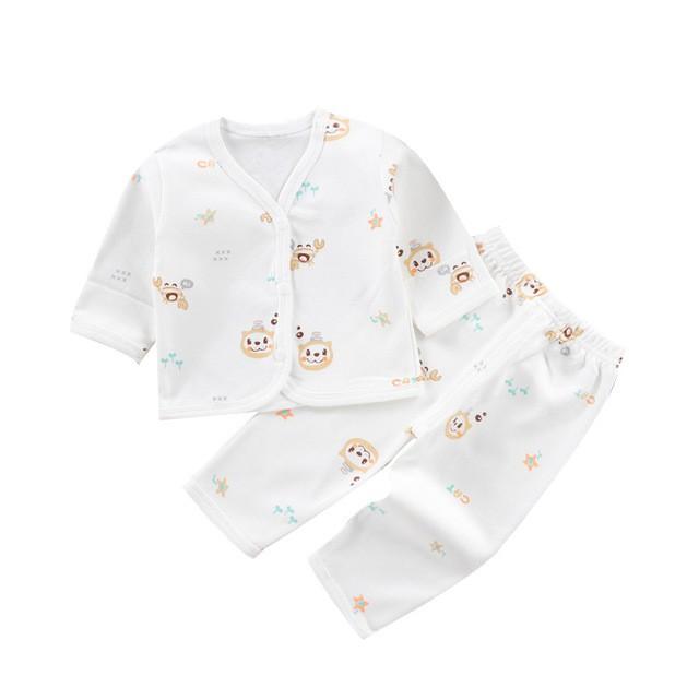 Bộ dài tay sơ sinh cotton cài cúc giữa size 59 - 66