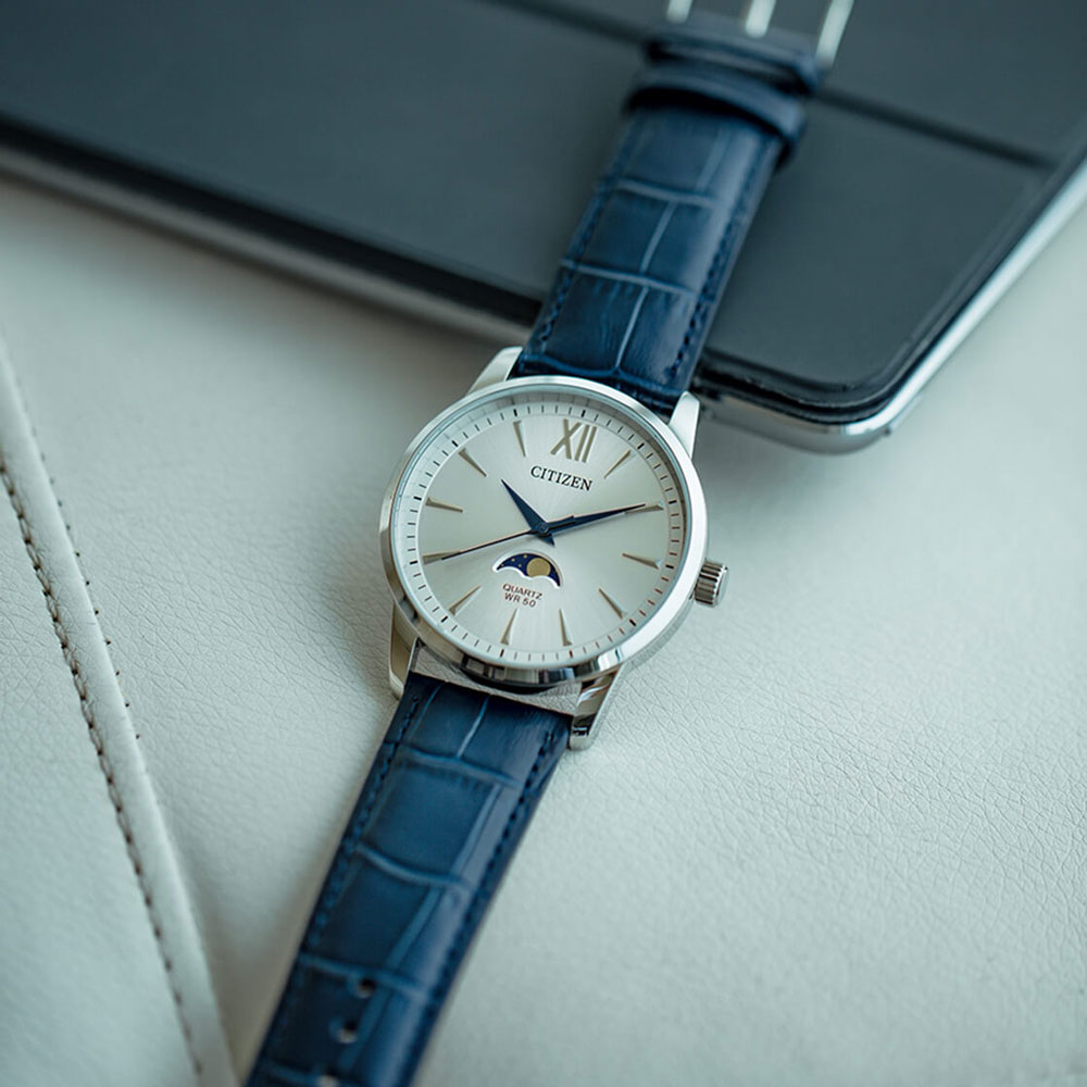 Đồng Hồ Nam Citizen Dây Da AK5000-03A - Mặt Trắng
