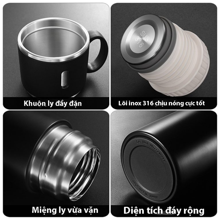 BÌNH GIỮ NHIỆT NẮP LY NÓNG LẠNH 550ML- Inox 316