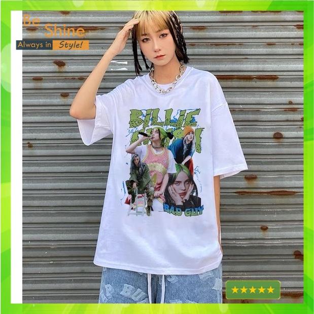 Áo thun Billie Eilish form rộng tay lỡ, áo phông unisex cotton in hoạt tiết