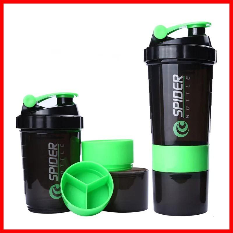 Bình nước thể thao - bình nước tập gym 3 ngăn 650ml