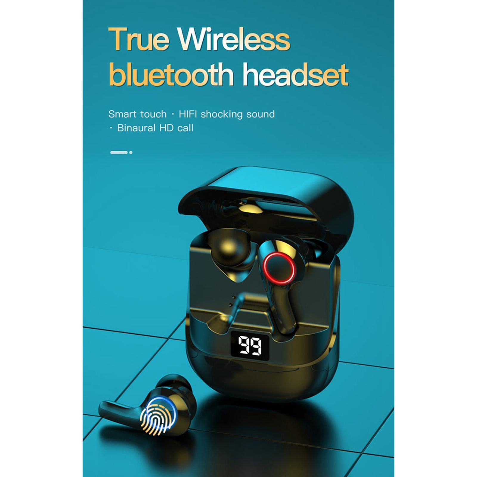 Sports Waterproof Bluetooth Earphones Headsets Charging Box - Black