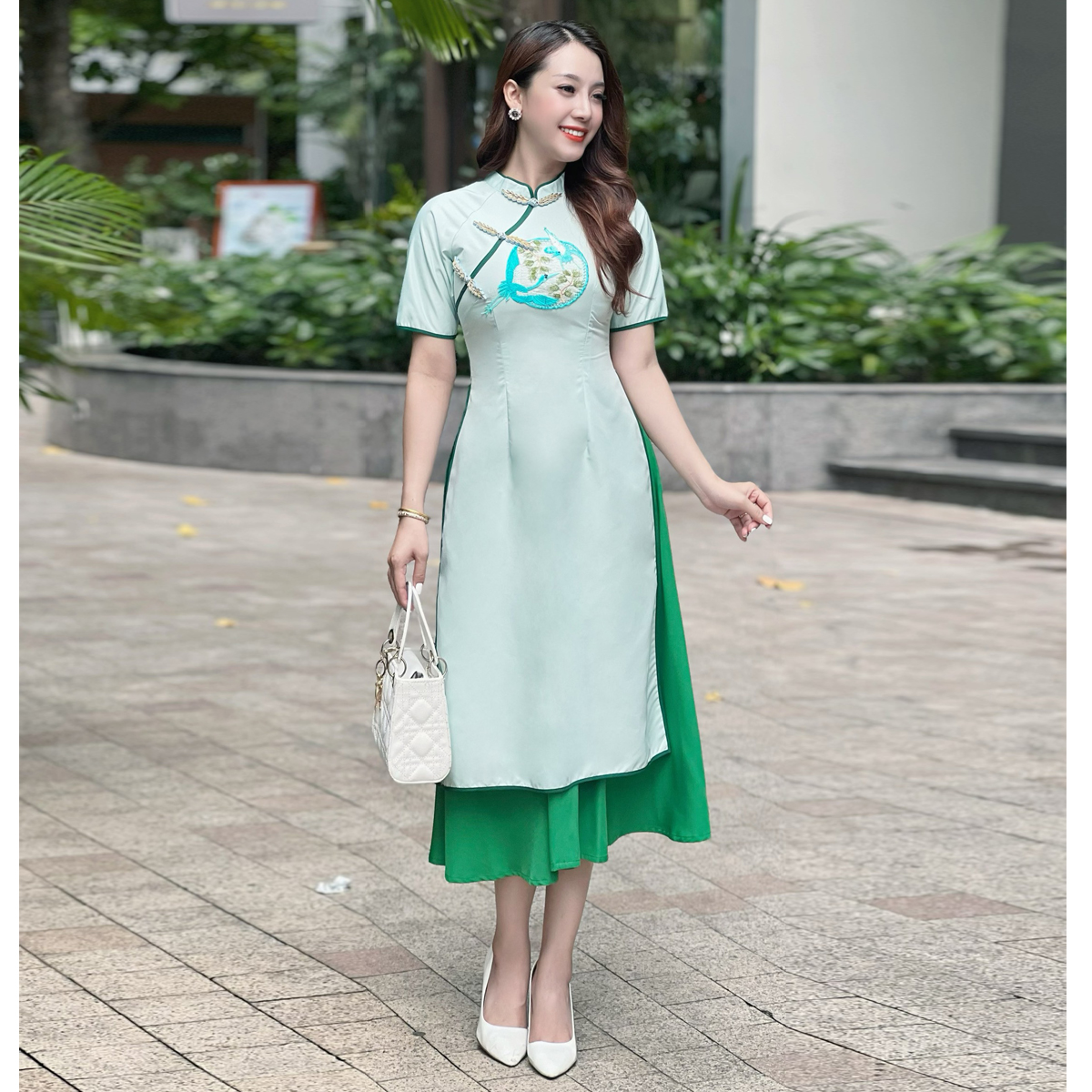 Áo dài cách tân xinh lung linh AD033 - Lady Fashion -Khánh Linh Style