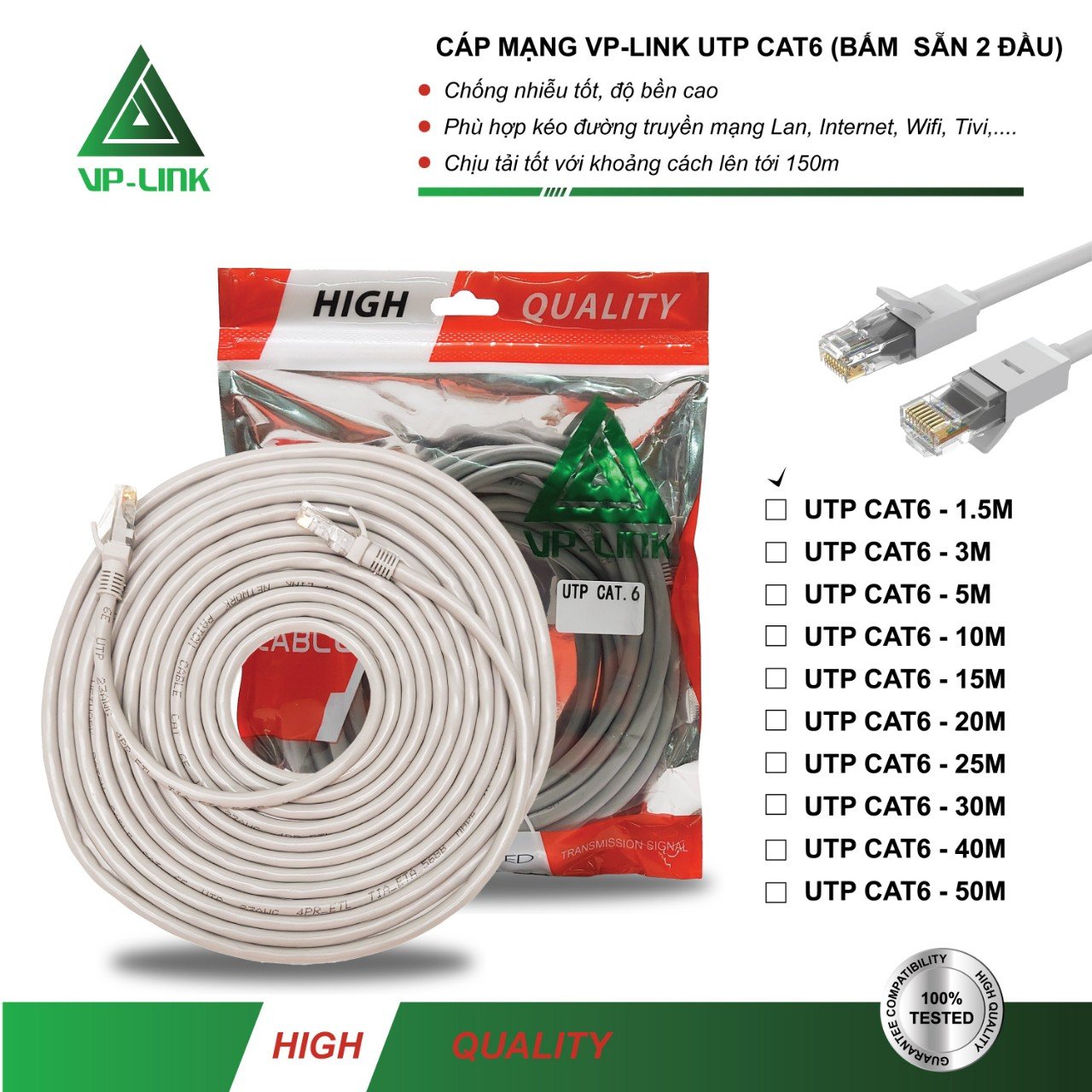 Cáp mạng internet/mạng LAN Cat 6E 10m vàng