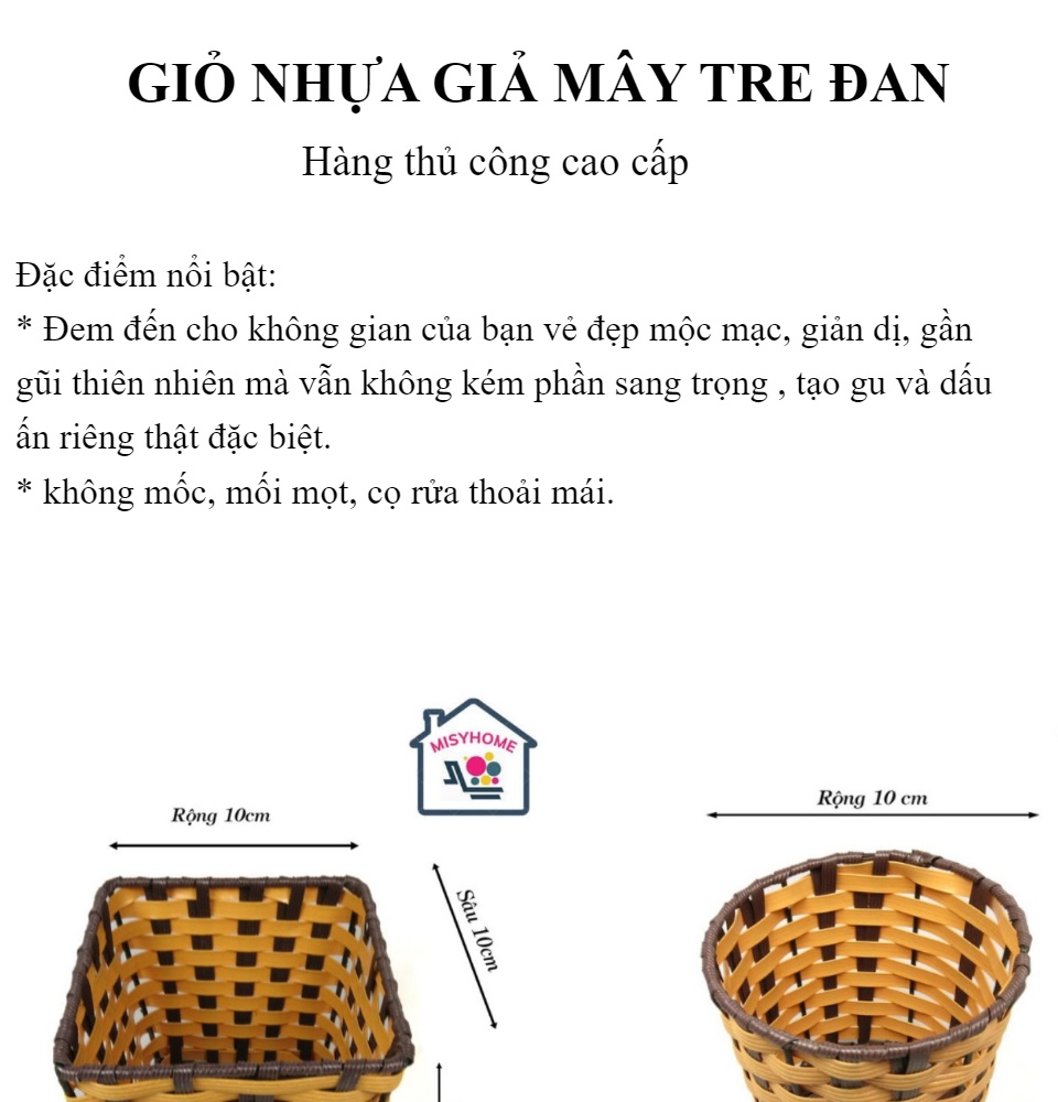 Giỏ Cốc Hộp Đựng Giấy Ăn Nhựa Giả Mây Siêu Rẻ