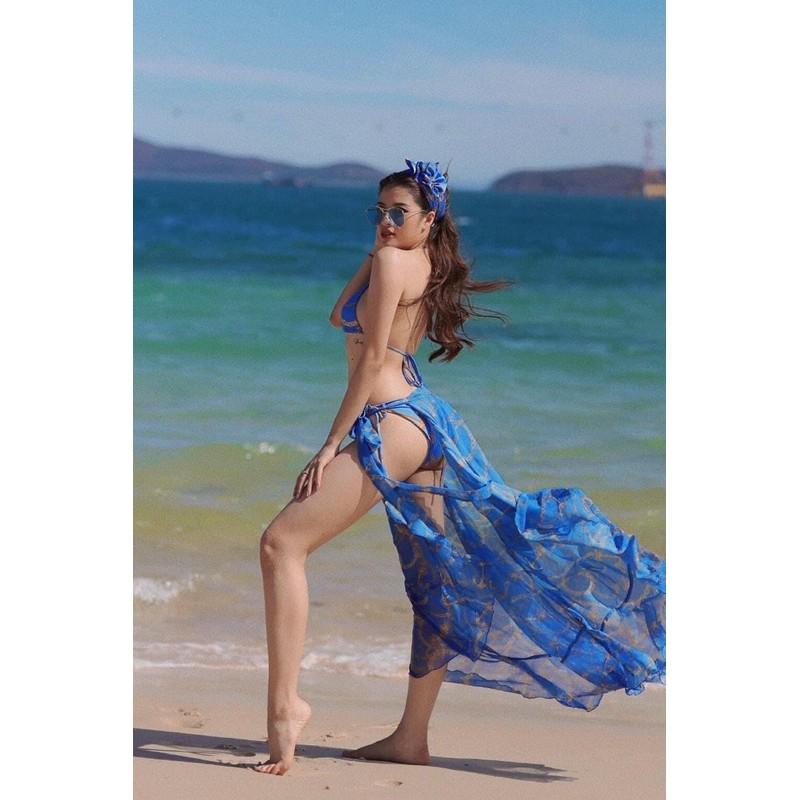 Bikini thiết kế 2021 (hình thật) - Bikini+khoác+băng đô,Freesize từ 40-55kg