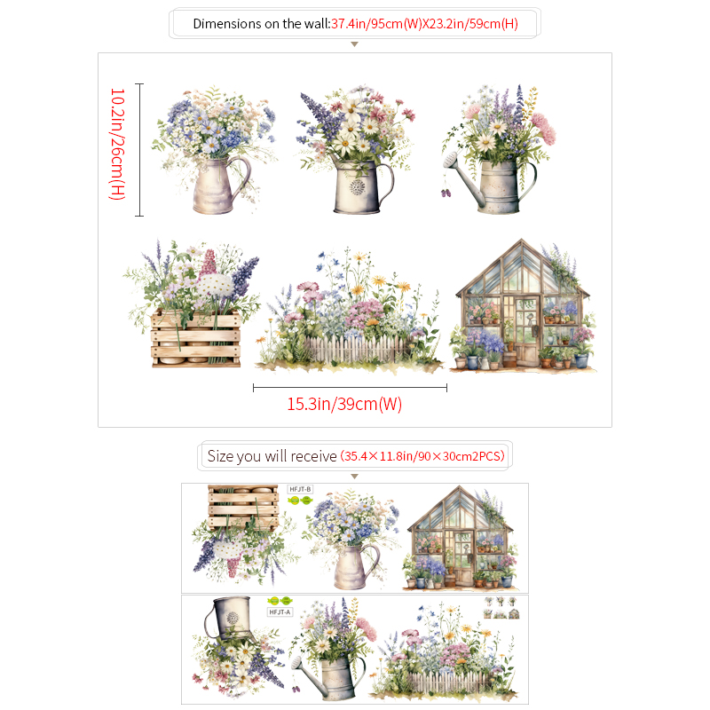 Sticker Giấy Dán Tường Decal Dán tường Tranh Dán Tường Trang Trí Tường Mẫu Cửa Hàng Hoa ZDB-2768