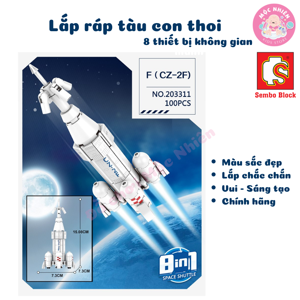 Đồ chơi lắp ráp xếp hình tàu con thoi Space Shuttle 8 trong 1 SEMBO BLOCK 203311 - 203318