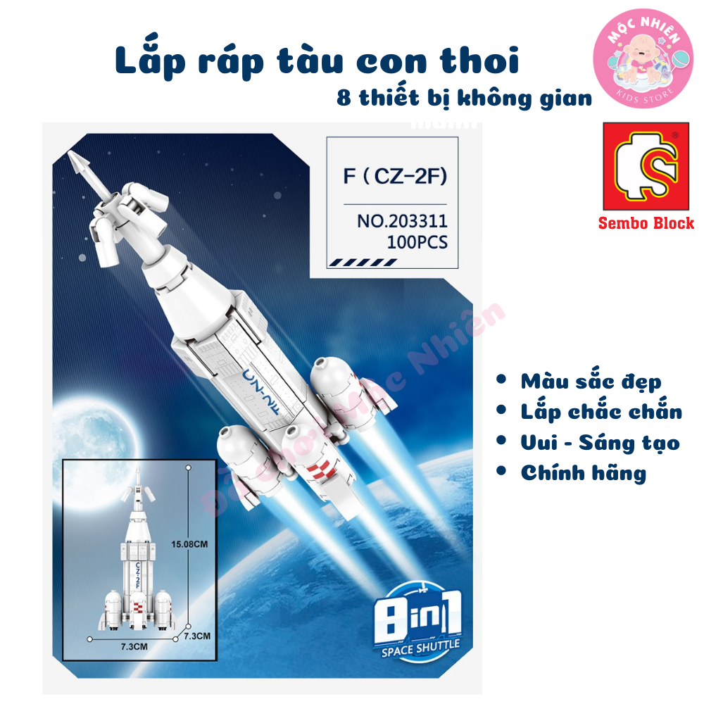 Đồ chơi lắp ráp xếp hình tàu con thoi Space Shuttle 8 trong 1 SEMBO BLOCK 203311 - 203318 (836 mảnh ghép)