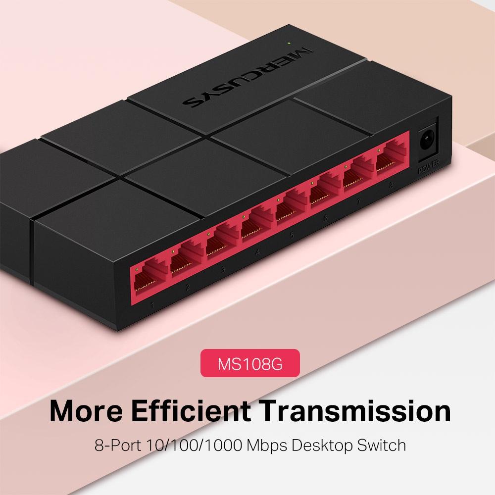 Bộ chia mạng lan 5 8 cổng Mercusys MS105G MS108G switch 5 port 8 port gigabit 10/100/1000 Mbps - Hàng chính hãng