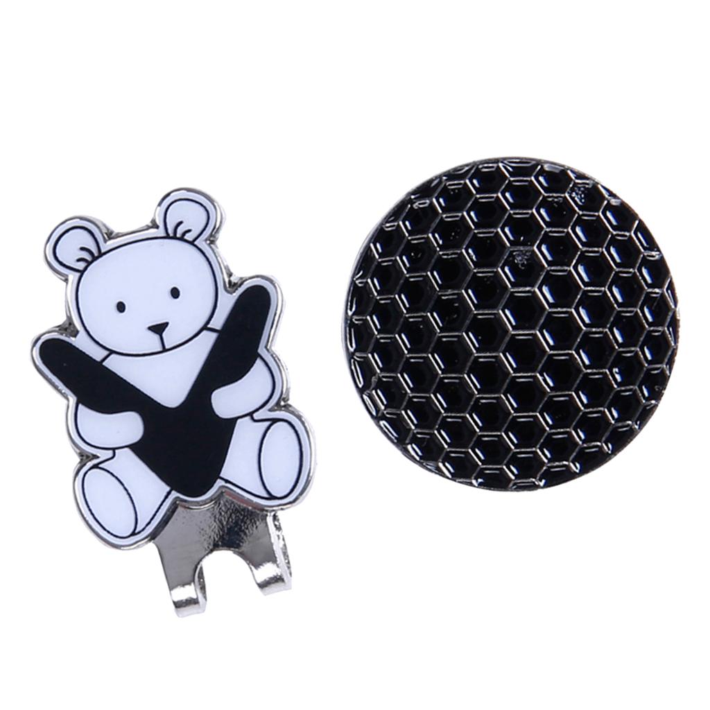 2xGolf Hat Clip with Detachable Magnetic Golf Ball Marker Bear Pattern Black