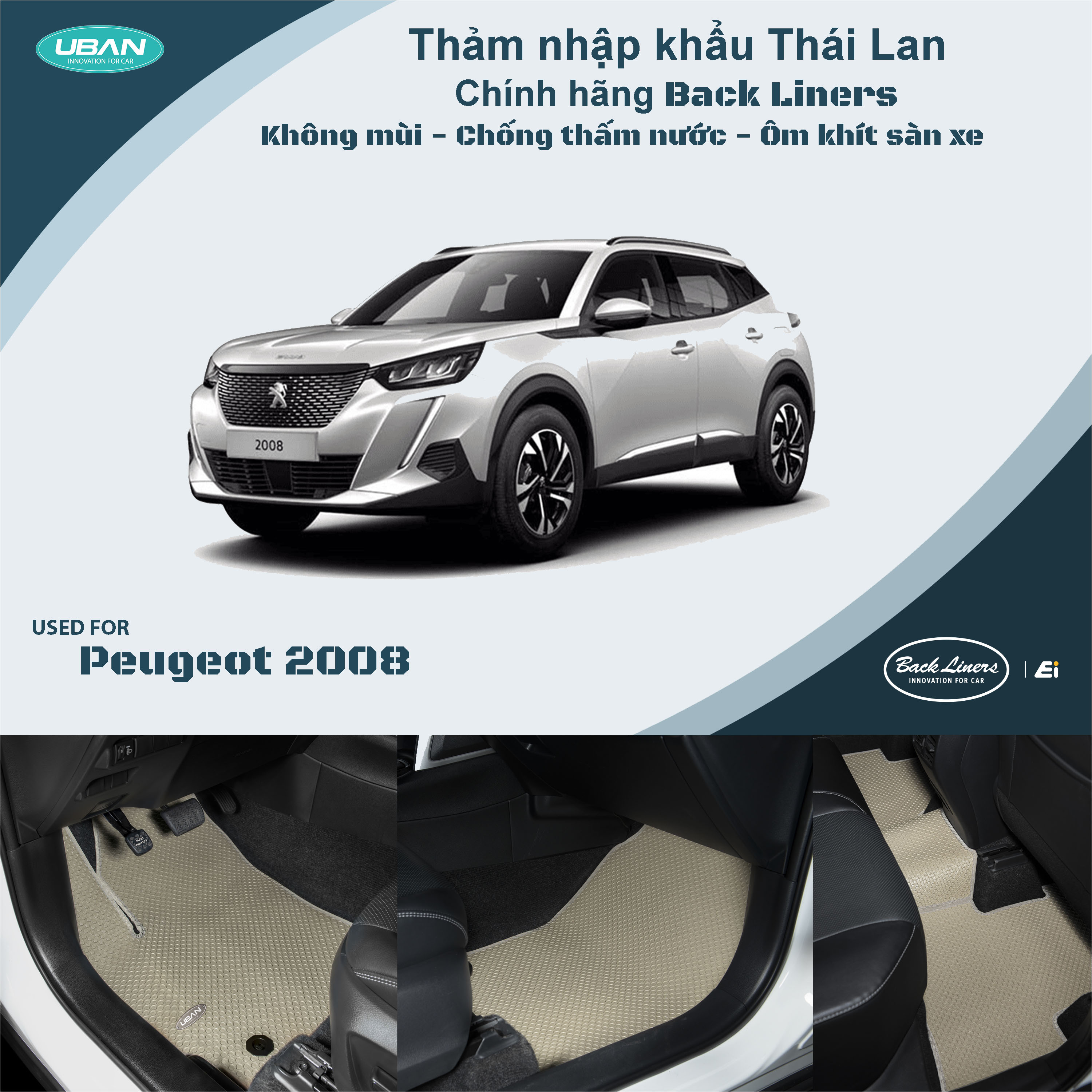 Thảm lót sàn ô tô UBAN cho xe Peugeot 2008 - Nhập khẩu Thái Lan