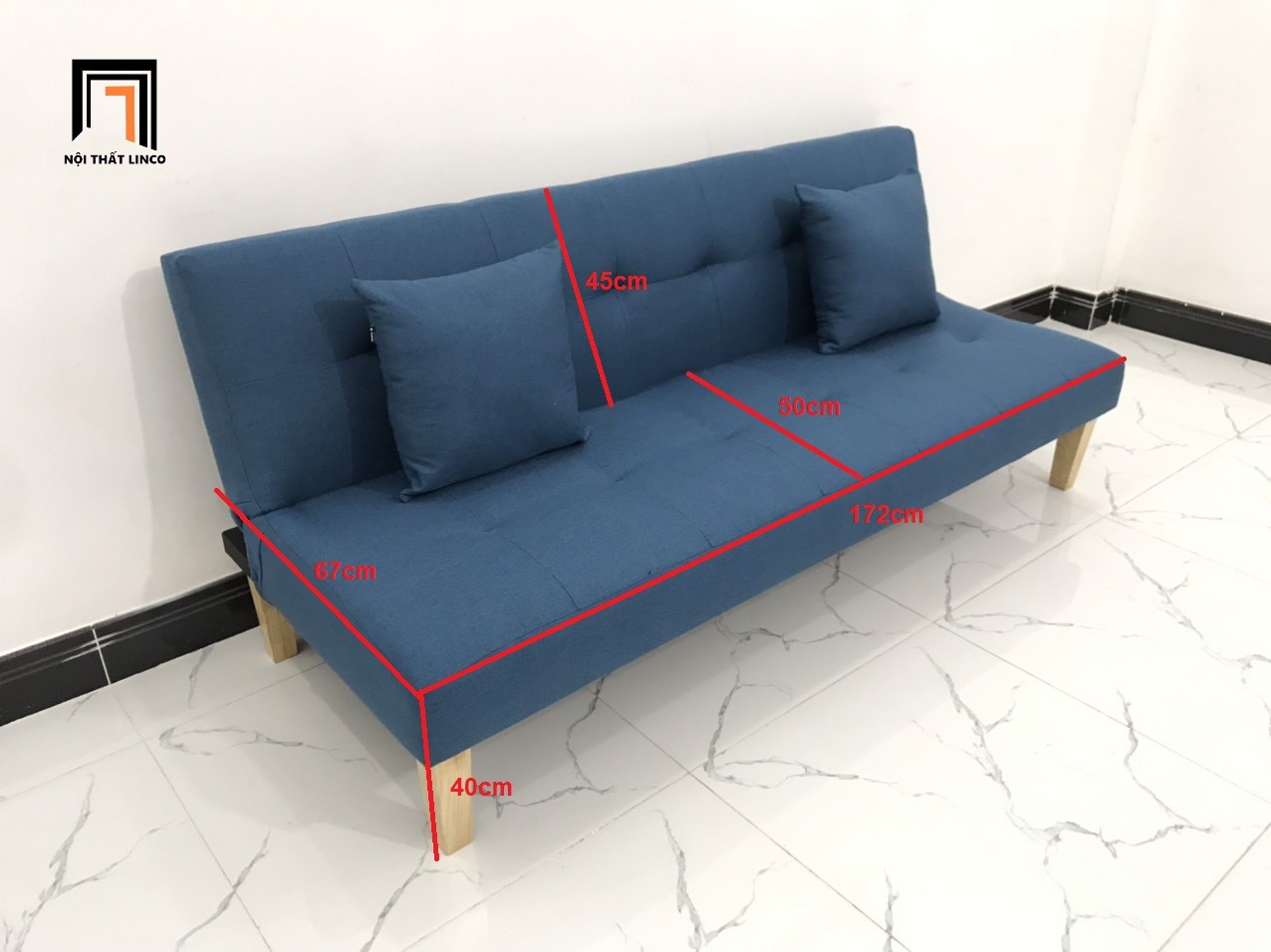 Bộ ghế sofa giường nằm xanh dương nhiều kích cỡ