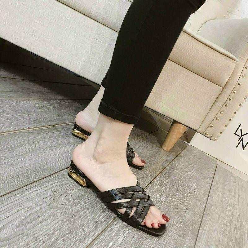 GUỐC DÂY MẢNH ĐAN HỞ MŨI GÓT MẠ HÀNG ĐẸP - 2P