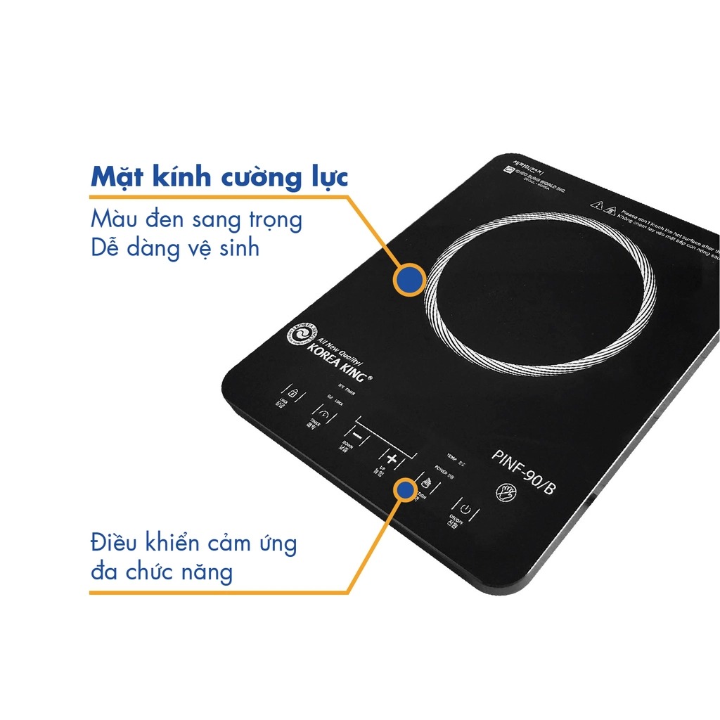 Bếp Hông ngoại đơn Công suất 2000W, Cảm ứng Cao cấp từ Korea King Hàn Quốc PINF-90/B, Mini tiện lợi - Tặng nồi nấu lẩu [Hàng chính hãng]