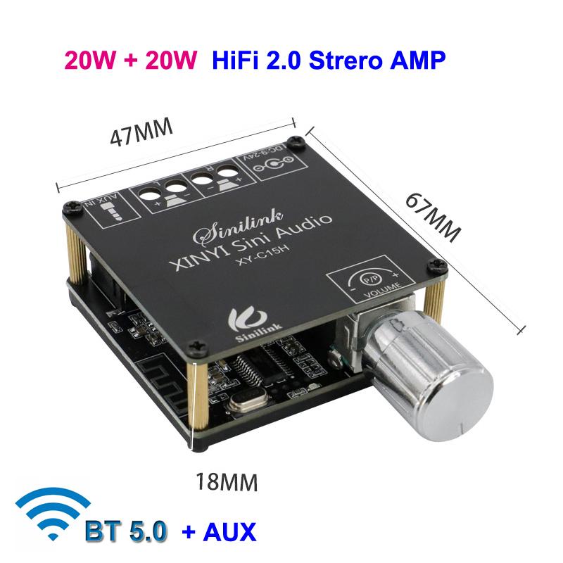 20W 8OHM Bộ khuếch đại công suất loa âm thanh tương thích Bluetooth Lớp D DIY Di động 2.0 HIFI SYST Color: Speakers C15H 24V2A