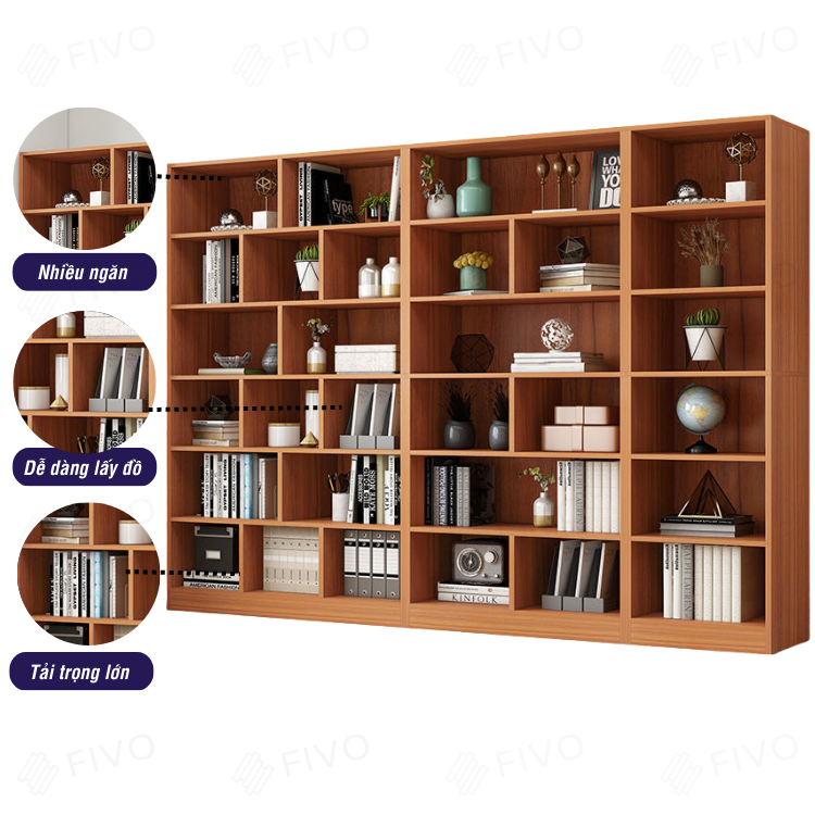 Kệ Sách Đứng Thông Minh Hiện Đại Tự Lắp Ráp FIVO Mẫu FB70 Chất Liệu Gỗ MDF Cao Cấp (40x24x178cm)