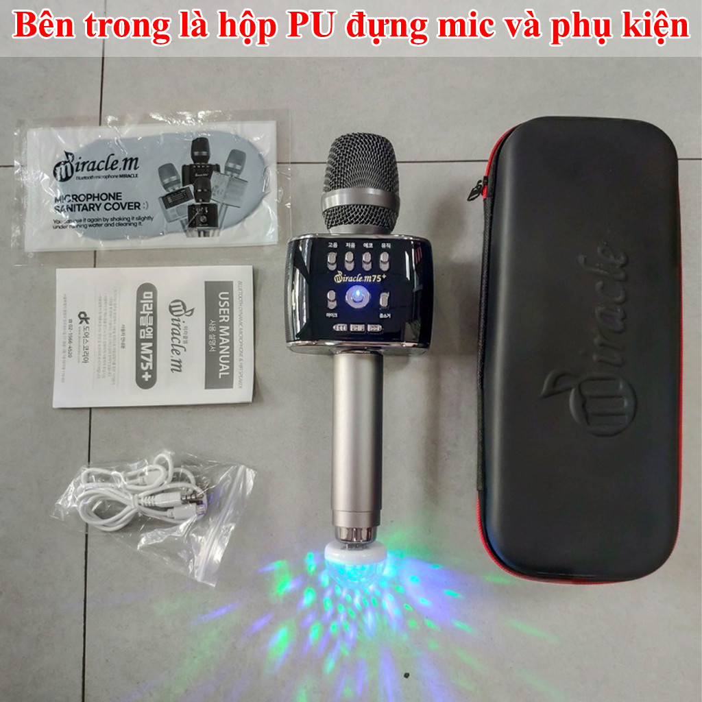 Micro Karaoke Bluetooth Miracle M75+ Hàn Quốc - Bản nâng cấp của Mic Magicsing MP30 - Cực Hay Kèm Quà Tặng Khuyến Mãi - HÀNG CHÍNH HÃNG