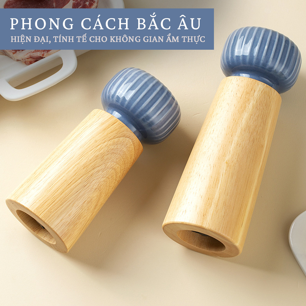 Lọ đựng và xay hạt tiêu cao cấp GA21 phong cách Bắc Âu | Dụng cụ xay tiêu cầm tay cho gia đình và nhà hàng | Lọ xay muối hồng gia vị