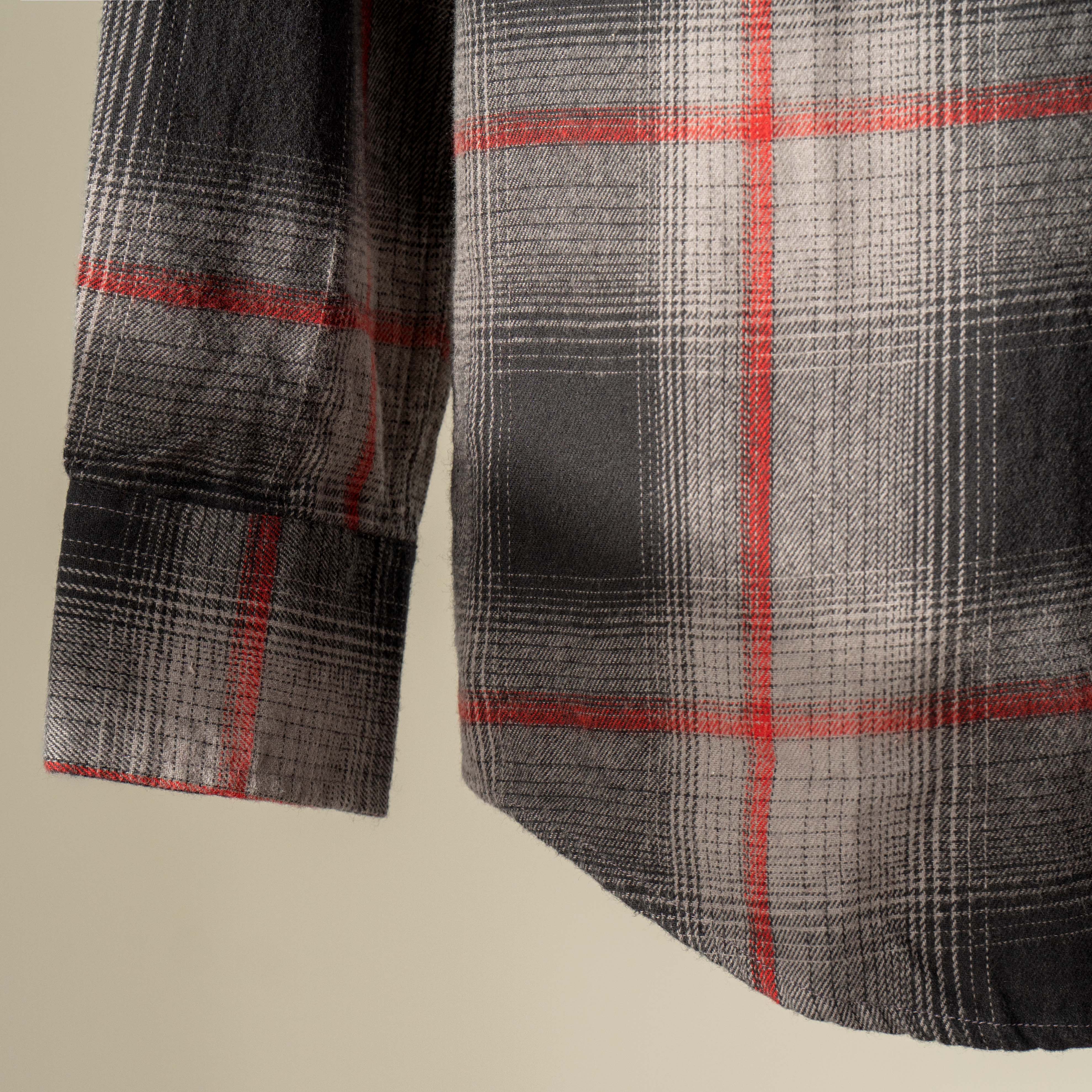Áo Sơ Mi Nam Cao Cấp Flannel Xám Đỏ BY COTTON
