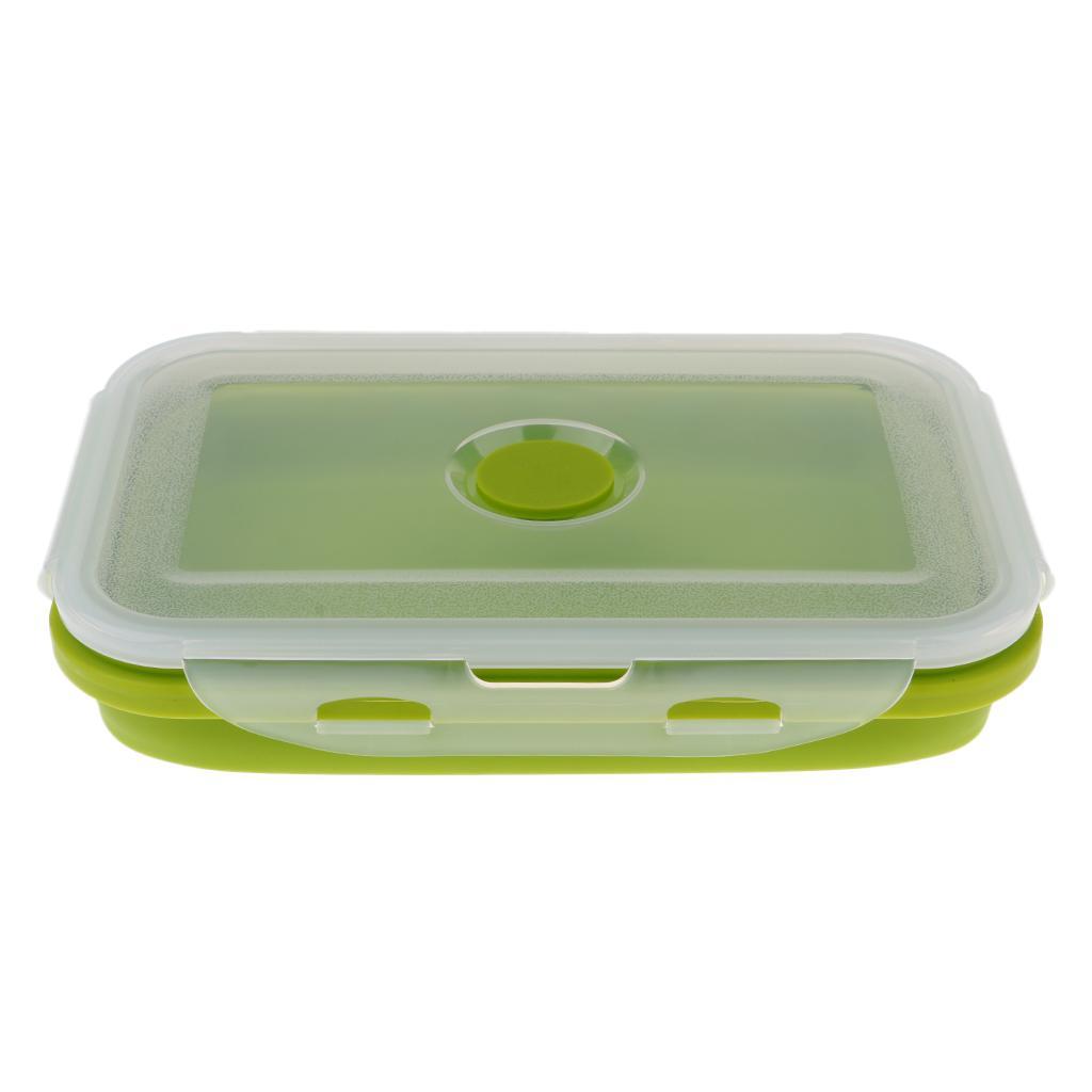 2x Silicone Collapsible Bento Box Stackable Food Storage Container 1200ML