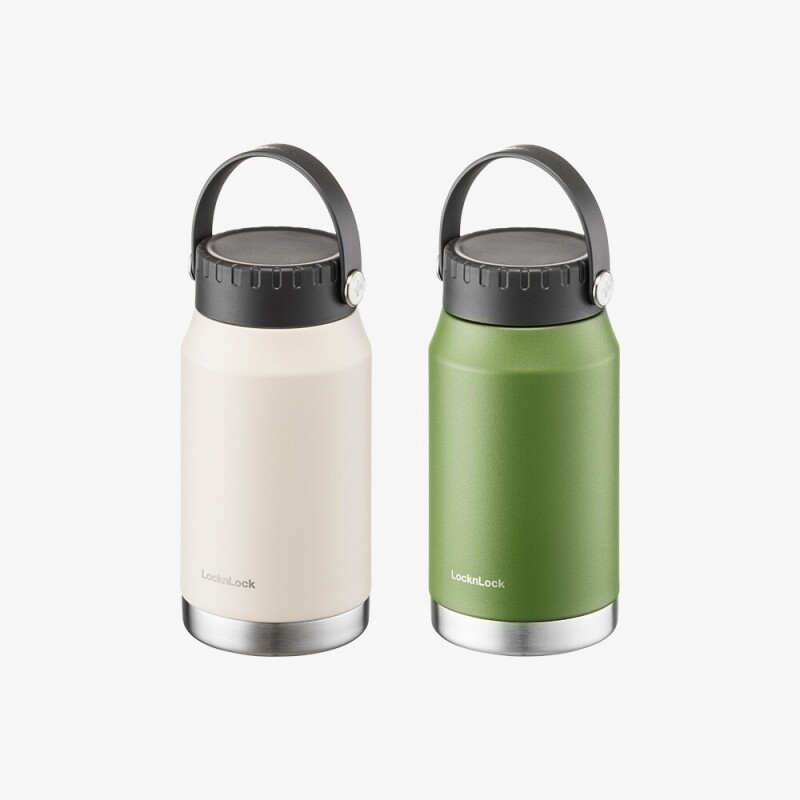 Bình giữ nhiệt LocknLock SLO Handle Tumbler 1L LHC4324BEG, Hàng chính hãng, thép không gỉ, quai xách linh hoạt - JoyMall