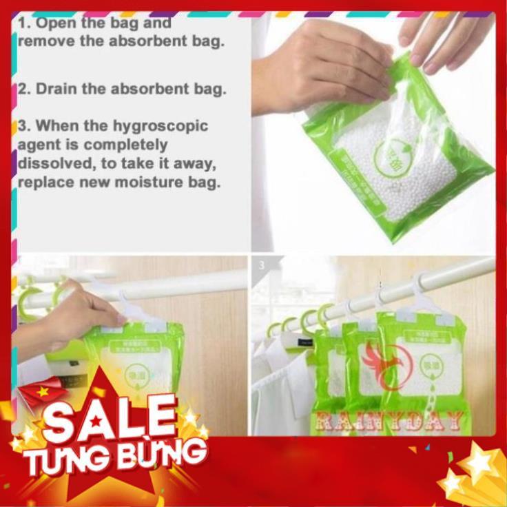 Túi hút ẩm gói hạt hút ẩm tủ quần áo, trong phòng kín chống mốc có móc treo đa năng .