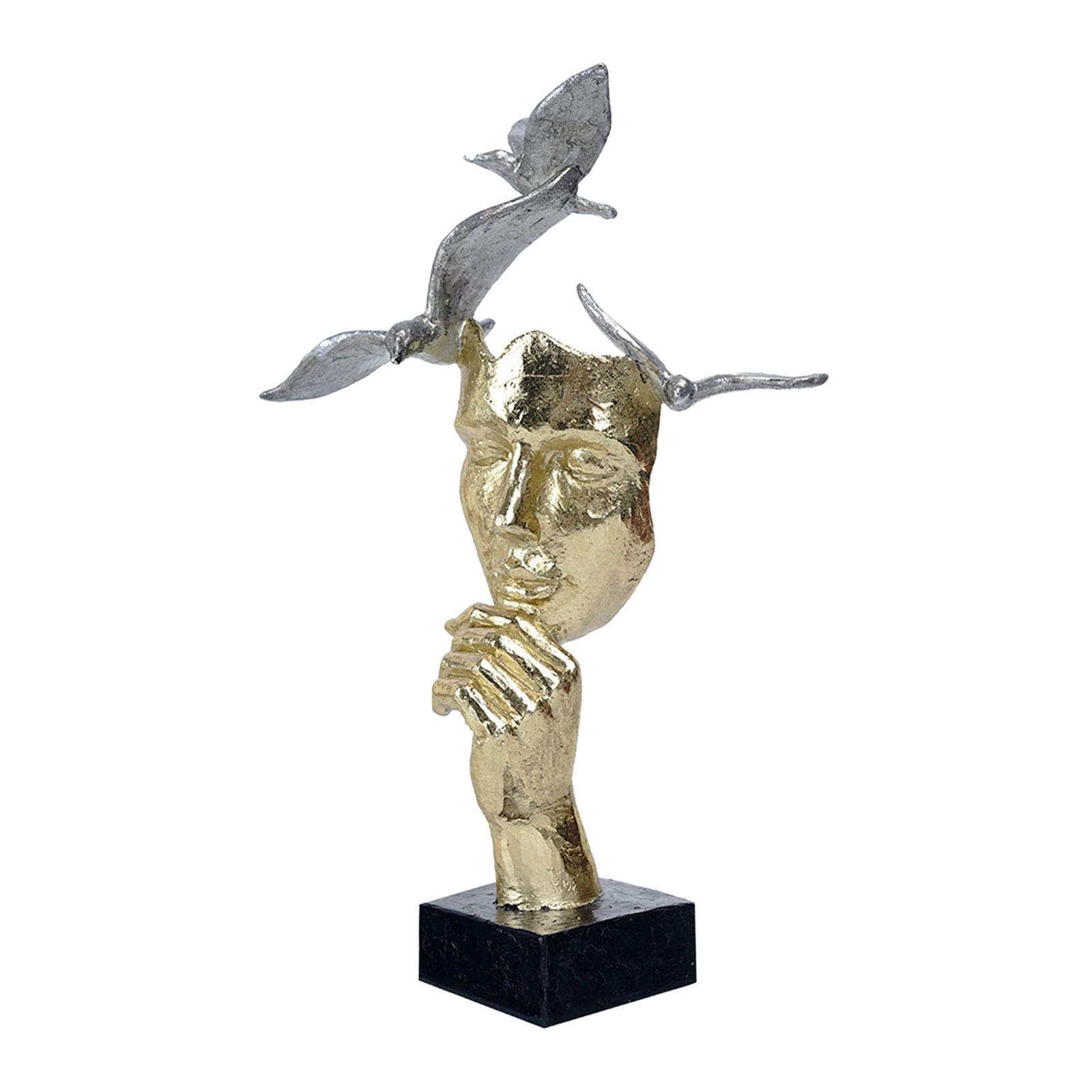 Modern Thinker Statue Half Face Figurine Artworks Decor Abstract for Table