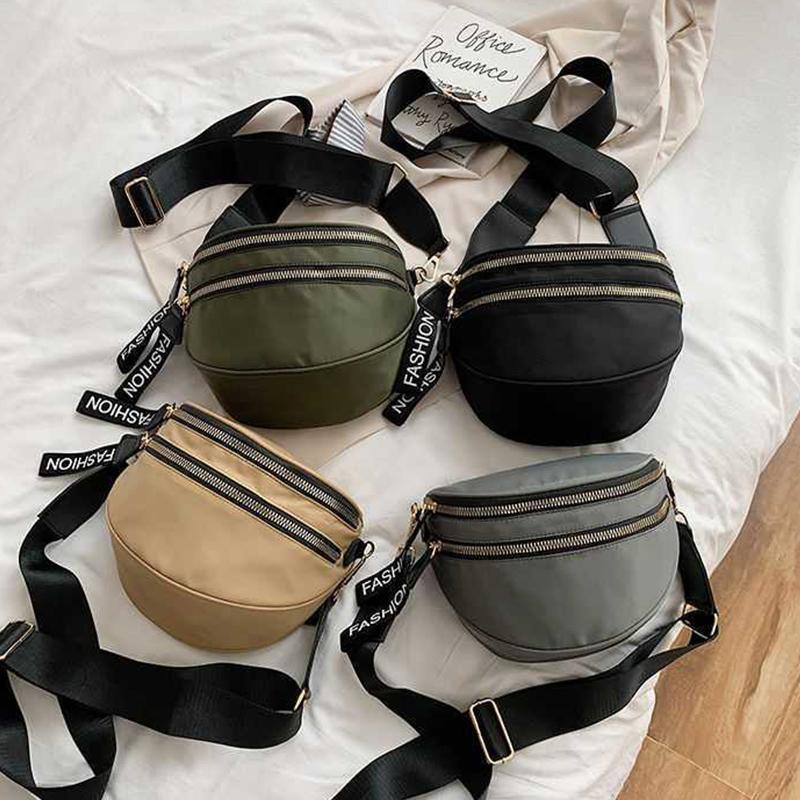 Hợp Thời Trang Nylon Yên Ngựa Đeo Vai Nữ Chống Thấm Nước Thời Đôi-Dây Kéo Túi Đeo Trước Ngực Túi Đeo Thời Trang Nữ Sứ Giả Túi Xách Túi Sắc