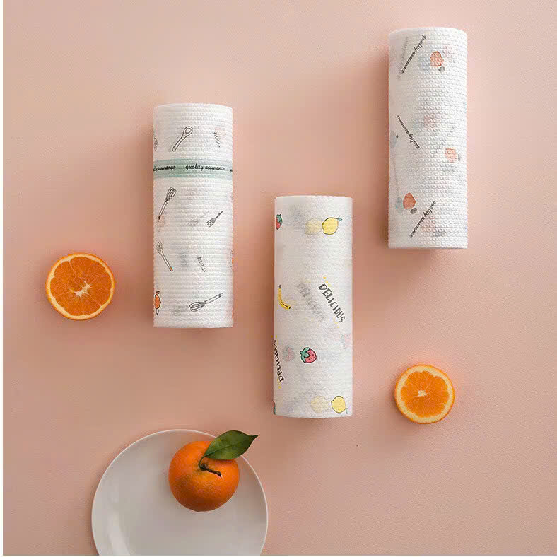 Giấy lau nhà bếp đa năng 50 tờ, cuộn giấy lau bếp siêu dai, giá treo cuộn giấy, trụ gỗ để cuộn giấy