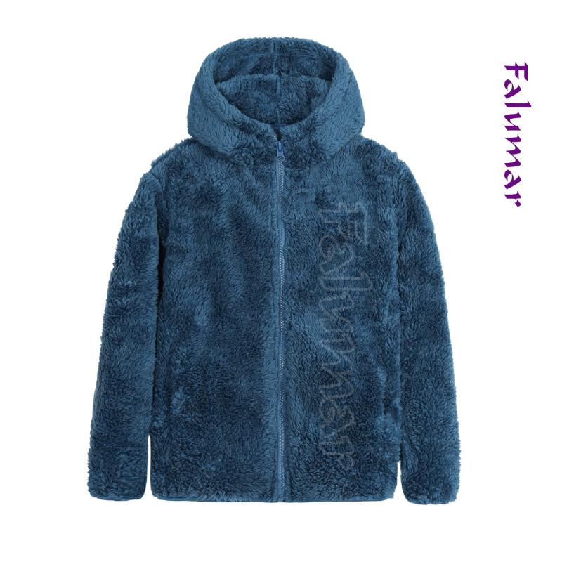 Áo lông cừu nhí Falumar có mũ size đại [9-40kg], áo khoác trẻ em bé trai gái hàng xuất dư lớp lông dầy mềm mịn ấm áp - Đỏ đô